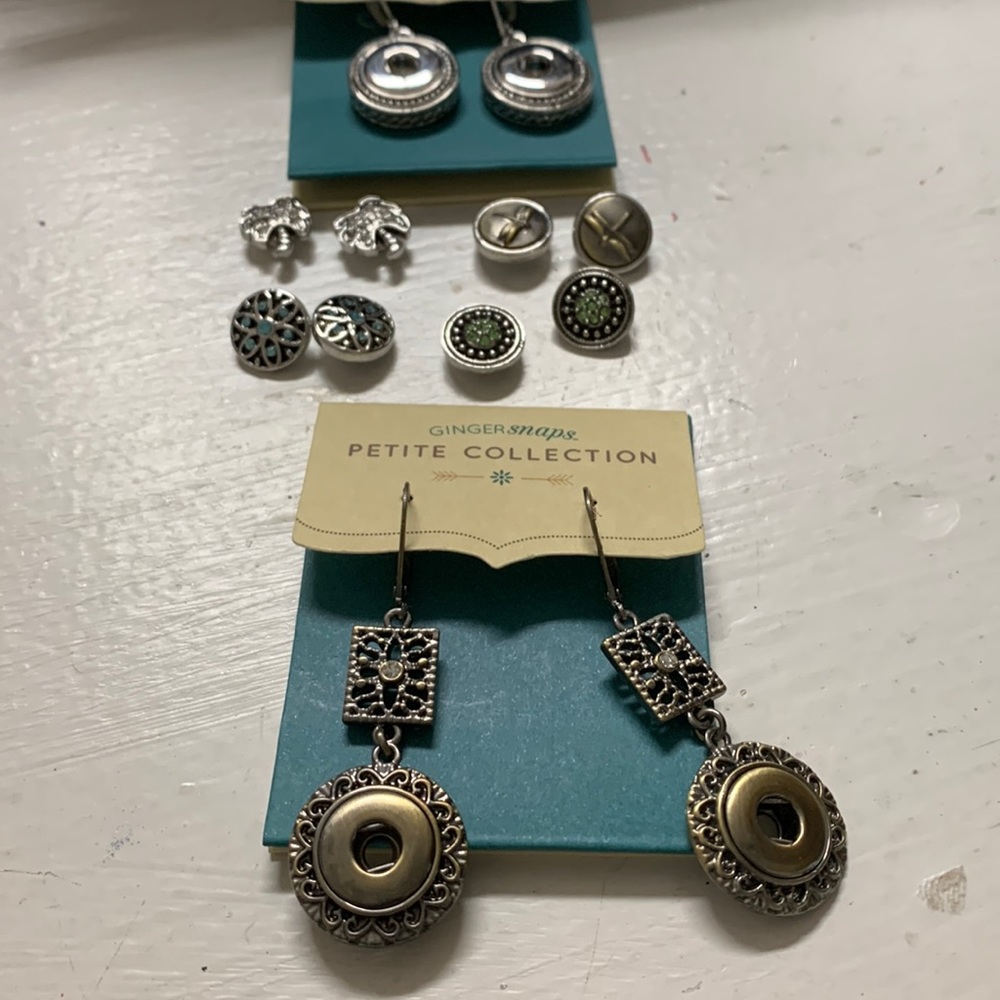 Set of 2 pair leverback earrings with 4 pair Ginger Snap snaps.  NWT